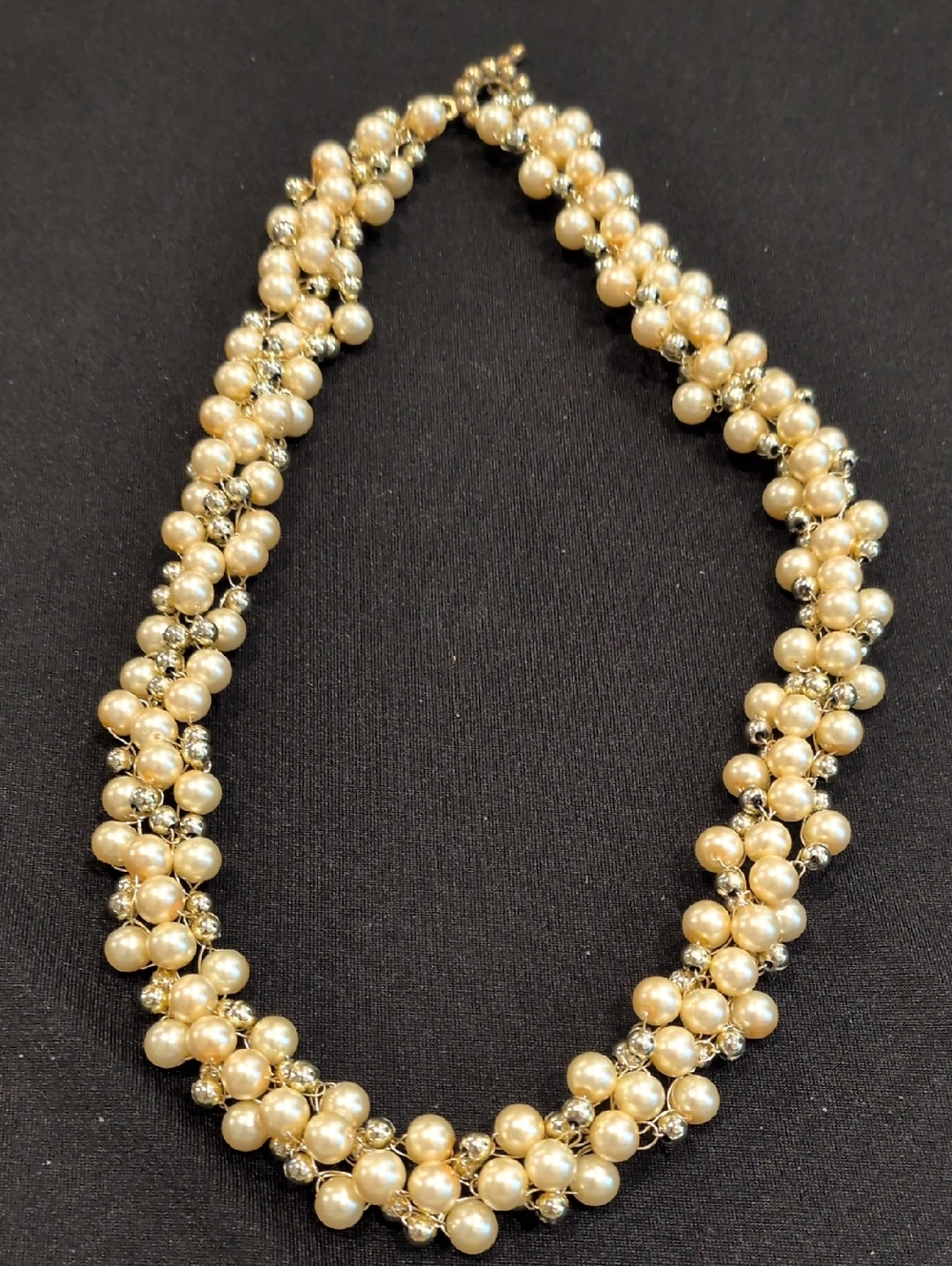 Pearl Cluster Necklace in Cream and Gold - Elegant Women’s Jewelry